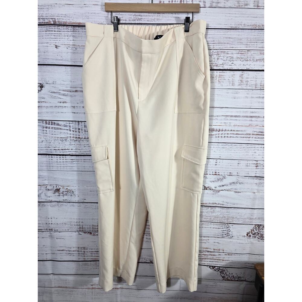 Nina Parker Women's Plus Size Cream Pleated Dress Cargo Pants size 18W
